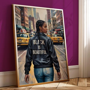 African American Black Girl,Black Woman Print,Urban Black WallArt, Modern Black Art,Vintage Retro Trendy Ethnic Art Picture Digital Download