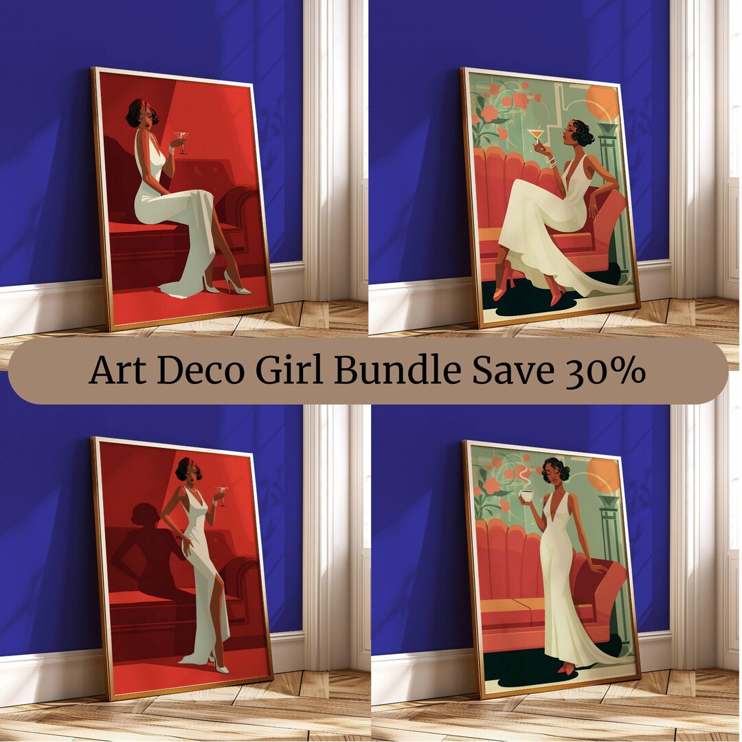 Art Deco Girl Wall Art Bundle – Vintage Glamour Prints – 1920s Jazz Age ...
