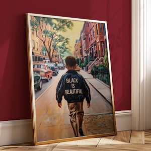 Black Is Beautiful Art Print, Vintage City Street, Inspirational Boy (Digital Download)