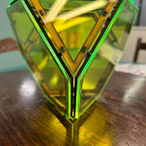 Neon green Trunc’d Tetrahedron (passively edge lit)