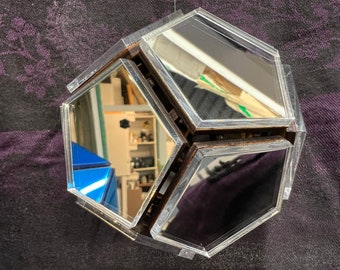 SILVER -medium- mirrored dodecahedron 6”