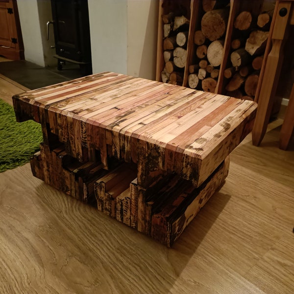 Unique, distressed pallet wood coffee table