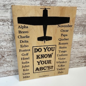 aviation sign, pilot sign, phonetic alphabet, pilot gift, aviation gift, aviation decor, hangar, flight school, FBO