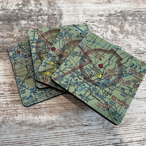 Aviation coasters, Custom sectional aviation coasters, pilot gift, aviation gift, FBO, Flight school