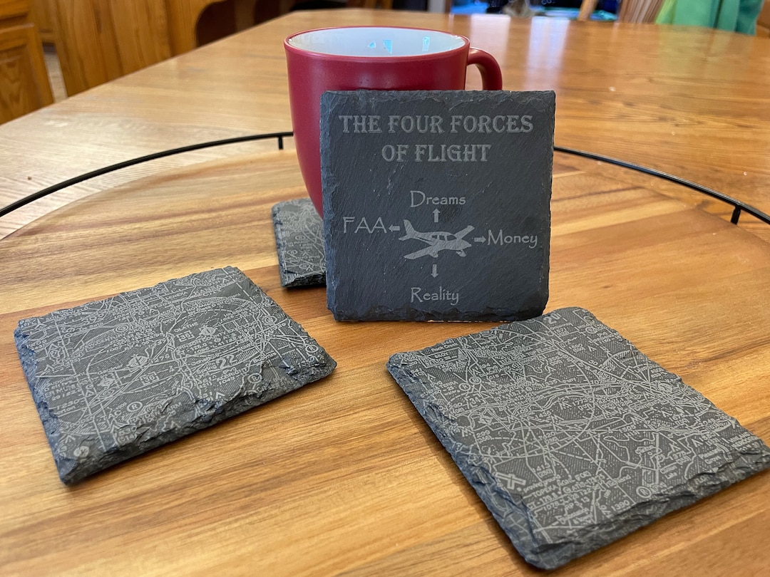 Aviation Coaster set of Four, Pilot Coaster, Pilot Gifts, Aviation