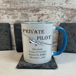 Private Pilot mug, pilot gift, pilot award, general aviation, student pilot, new pilot