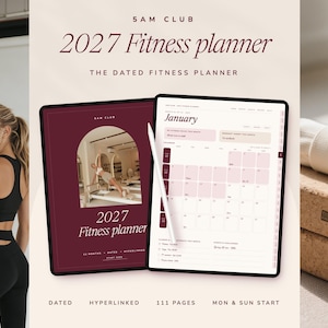 Digital Fitness Planner 2027 Dated Workout Journal iPad GoodNotes Health Tracker PDF