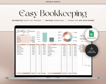 Bookkeeping Small Business Template for Google Sheets | Business Bookkeeping Spreadsheet , Income & Expense Tracker - Sales tracker