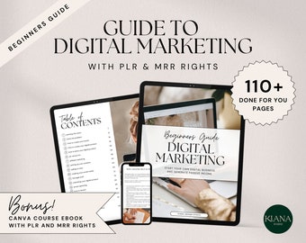 Guida al marketing digitale con diritti di rivendita principali, guida MRR, plr, diritti di rivendita, ebook, fatto per te, guida per principianti, vendita su etsy