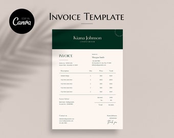 Invoice Template | Canva | Invoice design Editable | instand download | Printable Small Business Invoice.