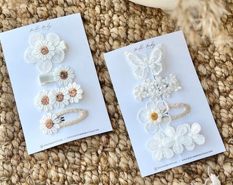 Baby Girl Hair Clips, Hair Accessories, Floral Hair Clips, Daisy Clips, Toddler Hair Clips, Fringe Clips, Barrettes, Snap Clip, Butterfly