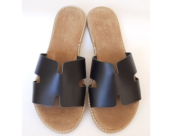 Leather black sandals