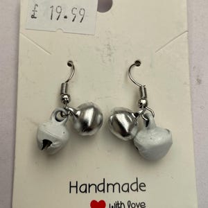 White and Silver Larger Bell Earrings