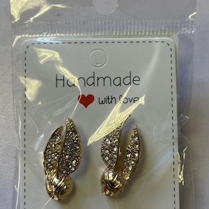 Golden Snitch with Diamonte Stud Earrings