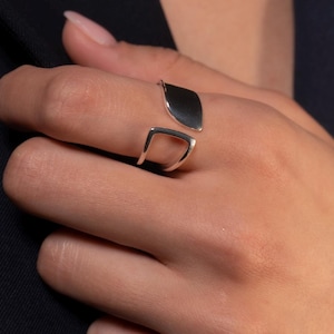 Open Silver Ring-Adjustable Ring-Sterling Silver 925-Geometric Ring-Gift for Her-Silver Simple Ring-Dainty Ring-Statement Ring-Thumb Ring