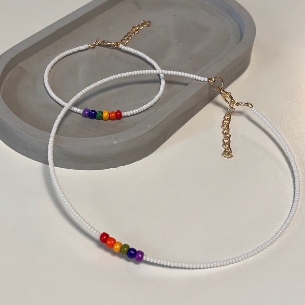 LGBT - Bracelet - Choker - Rainbow Flag - Handmade - Gift