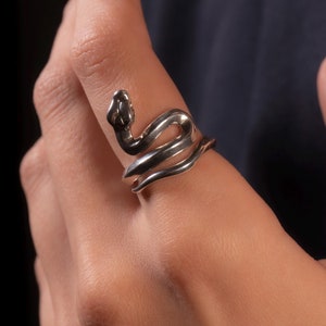 Slangenring-massieve sterlingzilver 925-open slangenring-slang verlovingsring-moderne ring-cadeau-zilveren ring-slangenring 925 zilver-sierlijke ring