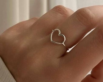 Herz Silber Ring-Sterling Silber 925-Wasserdicht Ring-Feine Ring-Zarte Ring-Geschenk für Her-Minimalist Ring-18kVermeil Gold-Tiny Herz Ring