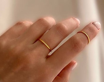 Band Silver Ring-Minimalistic Ring -Solid Sterling Silver 925-Gold Ring-Minimal-18k Vermeil Gold Ring-Waterproof Jewerly-Dainty Ring-Gift