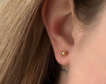 Ball Silver Studs-925 Sterling Silver-Waterproof Jewelry-Minimalistic Earrings-Silver Stud Earrings-Dainty Jewelry-Gift for Her-Vermeil Gold