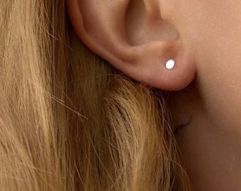 Pendientes de disco - Joyería de plata de ley 925 - Vermeil de 18k - Pendientes pequeños - Pendientes impermeables - Pendientes delicados de plata y oro - Minimalista - Regalo - EAR3