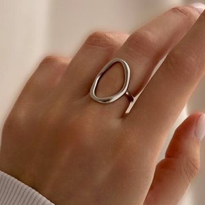 Offener ovaler Ring-Schmuck Legierung-offener Ring-wasserdichter jewerly-zierlicher Silberring-Geschenk-Ring für den Alltag-Ring für den Alltag-Ring-stapelring