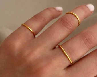 Twisted Ring-Solid Sterling Silver 925-Minimalistic Ring-Minimal - 8k Gold Vermeil Ring-Silver Stack Ring-Dainty Twist Ring-Waterproof Ring