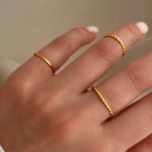 Twisted Ring-Solid Sterling Zilver 925-Minimalistische Ring-Minimaal - 8k Gold Vermeil Ring-Silver Stack Ring-Sierlijke Twist Ring-Waterdichte Ring
