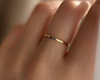 925 Sterling Silber Ring - Minimalistischer Ring-Weißer Zirkonia Ring-Wasserdichter-Alltagsringe-Goldring - Silber Schmuck- Geschenk für Sie