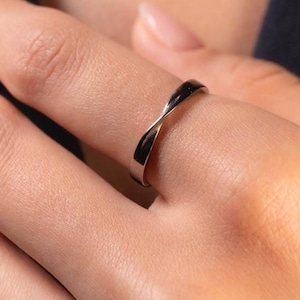 Gold Band Ring-Silber Band Ring-Geschwungener Ring-Minimalistischer Ring-Einfacher Ring-Jeden Tag Ring-Kurve Ring-Filigraner Ring-Frauenring Ring-Geschenk für Sie