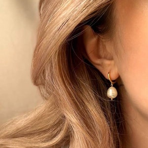 Perlen Creolen-Silber Perlen Ohrringe-Sterling Silber 925-Zierliche Schmuck-18k Vermeil Gold Ohrringe-Kleine Perle -Winzige Perlen Ohrringe-Minimal-EAR8