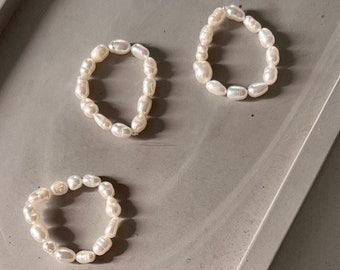 Natürliche Perle Ring-Handmade Ring-Minimalistisch Schmuck-Süßwasser Perle Ring-Echte Perle Ring-Zierliche Schmuck-Statement Ring-Geschenk-Zarte Ring