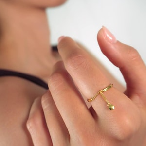 Ring Silver Chain-Ball Chain Ring-Solid Sterling Silver 925-Minimal-Waterproof Jewerly-18k Vermeil Ring-Minimalistic Ring-Dainty Silver Ring