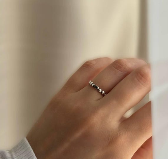 Silberring in Herzform-Minimalistischen schmuck-Sterling Silber 925 bandring-Ringe für frauen-Schlichter ring-Herz Stapelring-Wasserdichter