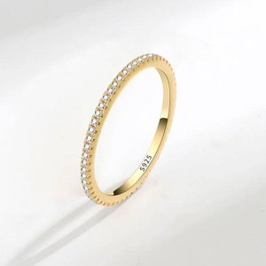 Zirkonia Silber 925 Ring - CZ Bandring - Zierlicher Ring - Gold Minimalist Ring CZ Ring - Zarter Ring - Ehering - Eternity Band