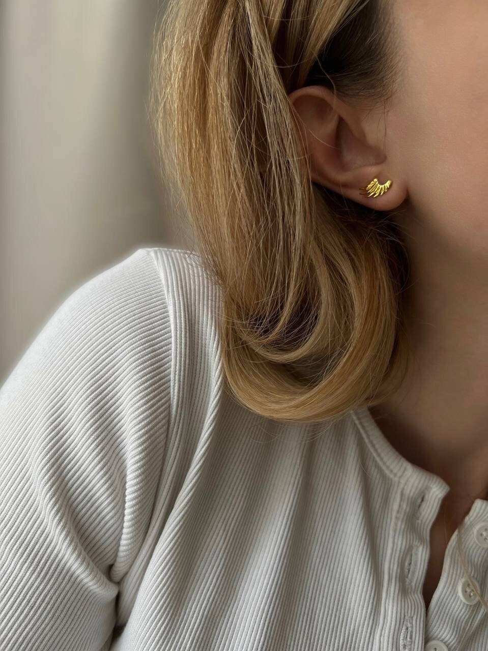 Wings Angel Studs-Solid Sterling Silver-18k Vermeil Jewerly-Minimal -Waterproof-Silver Earrings-Dainty Stud-Minimalistic Gold Earrings-EAR16