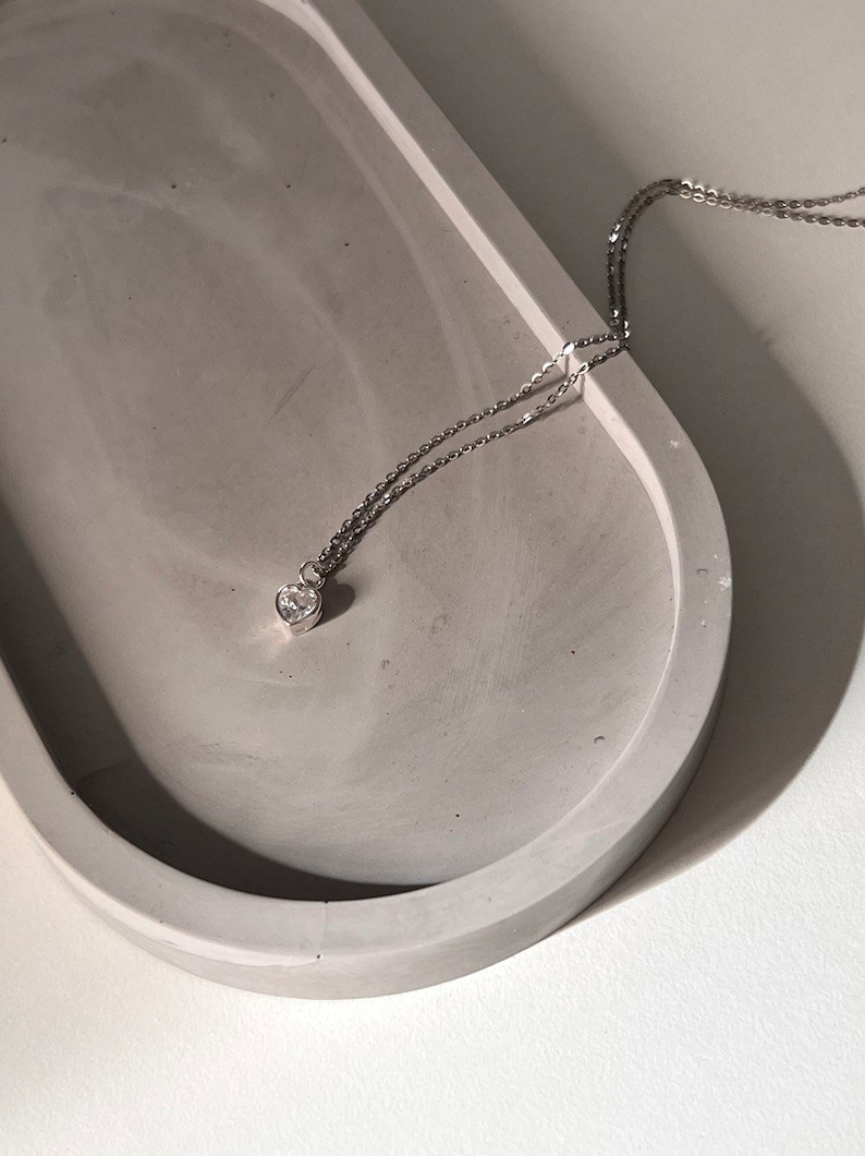 Kleines Herz Halskette-Minimalistischer Anhänger-Herz Anhänger-Silber Kette-Massiv Sterling Silber 925-Wasserdicht Schmuck-Zierliche Halskette-Wasserfest Bild 5