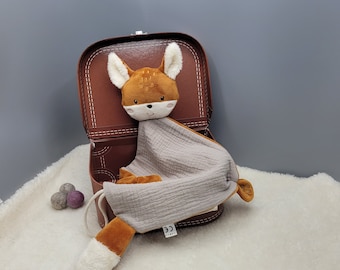 Schmusetuch/ Schnuffeltuch Kuscheltier Fuchs. Tolles Geschenk zur Geburt. Personalisierbar. in vielen Farben und 2 Größen erhältlich!