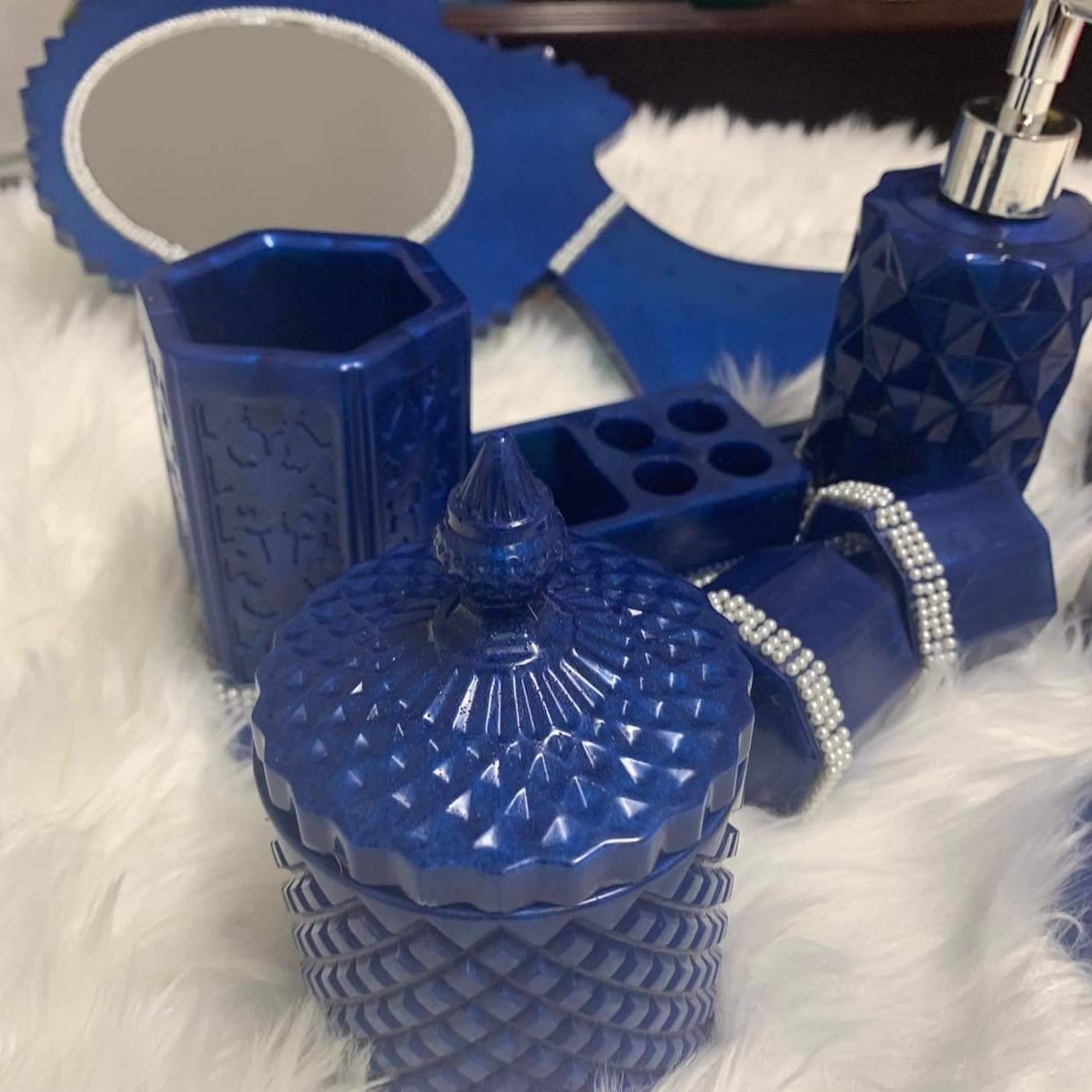 Navy Blue Luxury Bathroom Accesories - Etsy