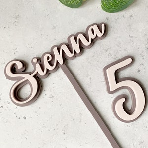 Personalised Acrylic Cake Topper and Charm Set | Birthday Topper | Single Double Layer | 18th, 21st, 30th, 50th | Custom Name Age