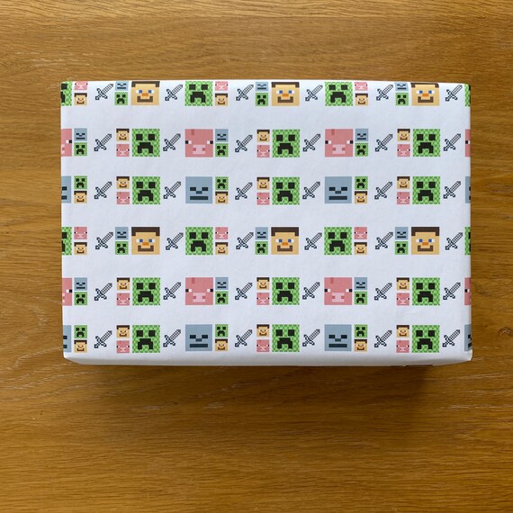 2m Roll Minecraft Wrapping Paper Children's Birthday Etsy