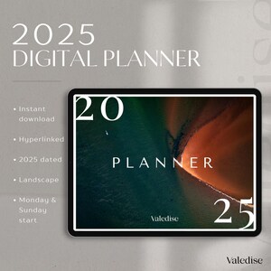 2025 Digital Planner | Deep Teal Landscape Planner | Goodnotes Planner | Hyperlinked iPad & Android Planner | Dated Monthly, Weekly, Daily