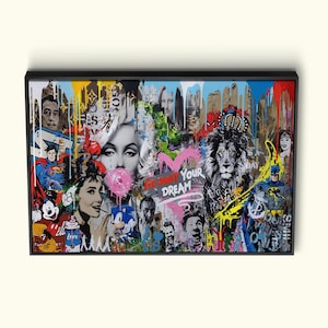 Banksy Pop Art Canvas Art, Multi Characters Graffiti Wall Art, Banksy Go Hunt Your Dream Artwork, Poster di stampa di alta qualità, Decorazione da parete per la casa