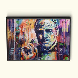 Tela di Don Vito Corleone, Banksy Graffitti Wall Art, Poster di stampa di alta qualità, Opera d'arte pop art The God Father, Decorazione da parete per la casa della mafia italiana