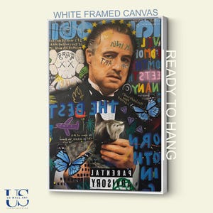 Tela The God Father, Don Vito Corleone Graffitti Wall Art, Poster di stampa di alta qualità, Opera d'arte Pop Art di Banksy, Decorazione da parete per la casa della famosa mafia