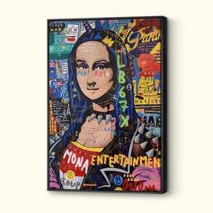 Mona Lisa Pop Art Leinwand, Bansky Graffiti Wandkunst, Leonardo Da Vinci Kunstwerk, Berühmte Frau Porträt, Hochwertig Druck Poster, Wohnkultur