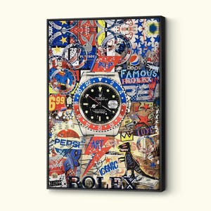 Canvaskunst Banksy Pepsi Rolex, pop-art muurkunst kijken, graffitikunstwerk, hoge kwaliteit printposter, beroemde Rolex Home Wall Decor