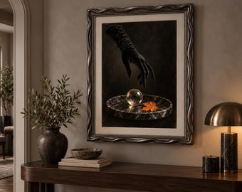 Svart handskehängande, gotiskt surrealistiskt Halloween digitaltryck