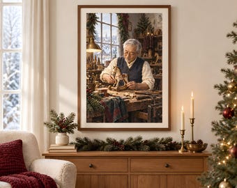 Vintage leksakshantverkartryck, digital nedladdning för jul