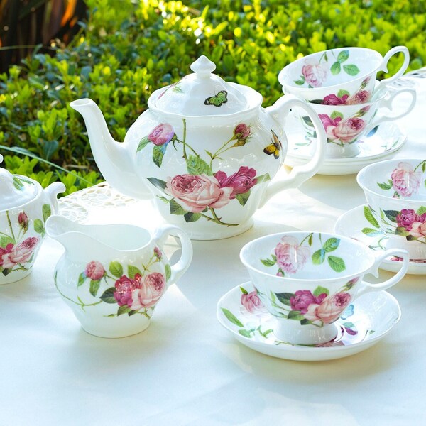 Pink Rose Tea Set Etsy
